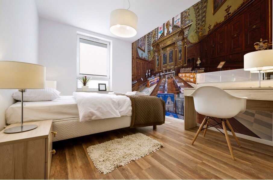 Visitors explore the interior of Santa Maria Novella in Tuscany Mural print