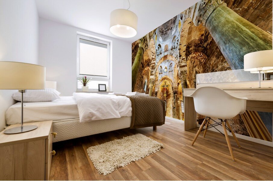 Interior view of Cappella di San Cataldo showing its unique desi Mural print