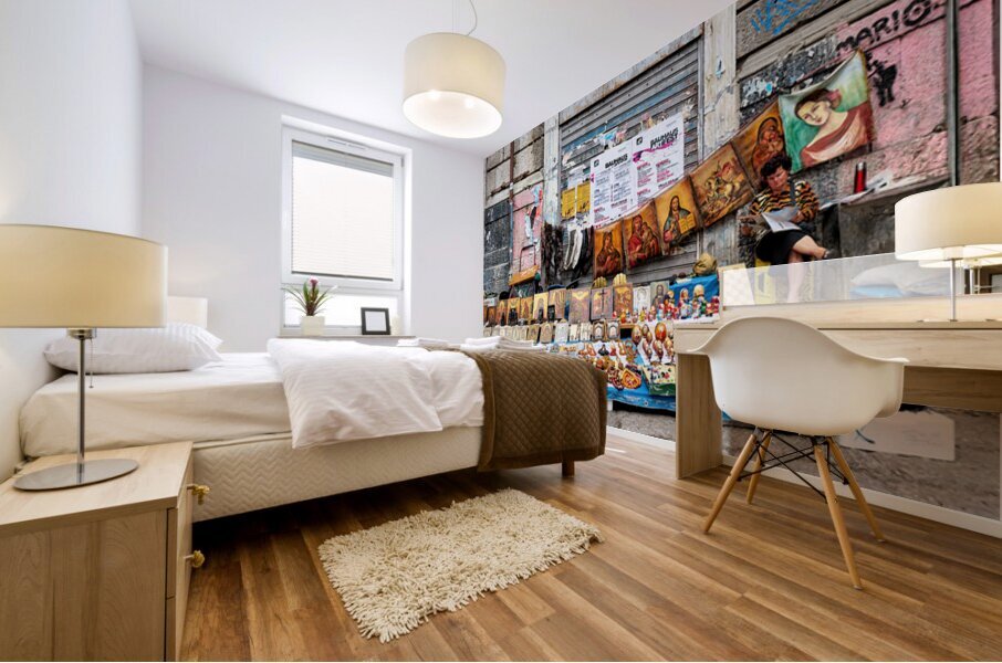 Market scene in Palermo Sicily with local crafts and art Mural print