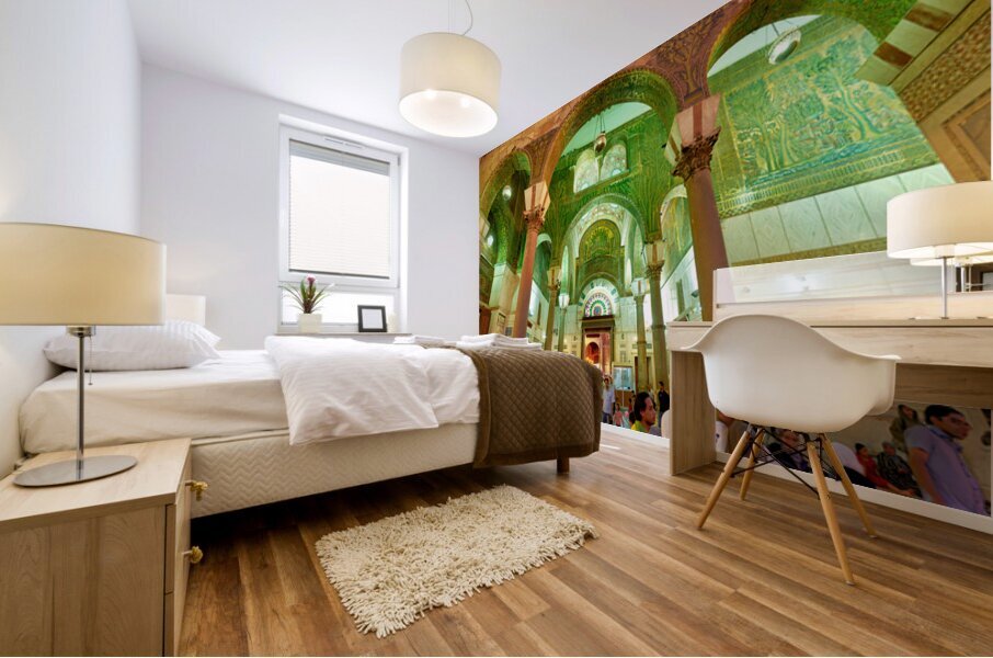 Exploring the Umayyad Mosque in Damascus during evening hours Mural print