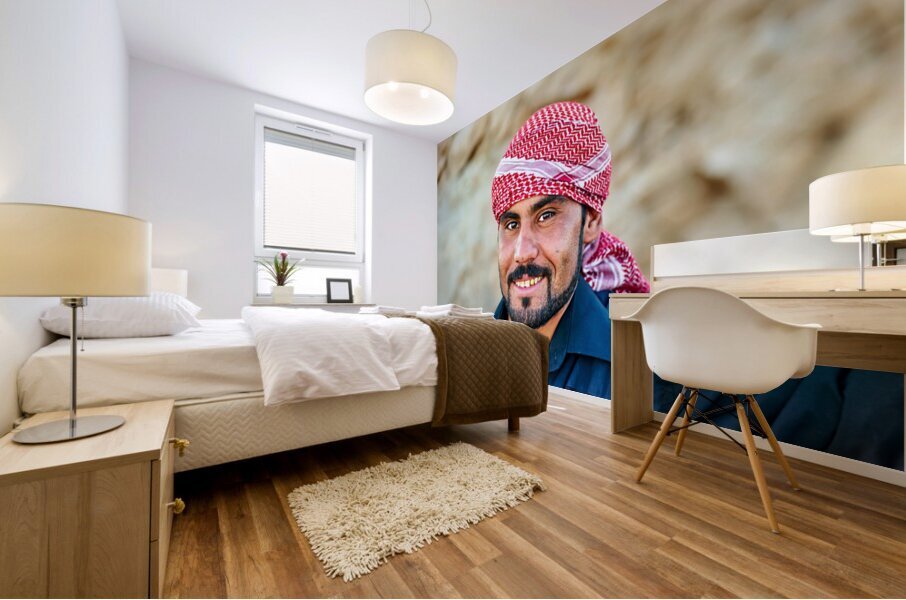 Young man in Syria smiles during a sunny day outdoors Mural print