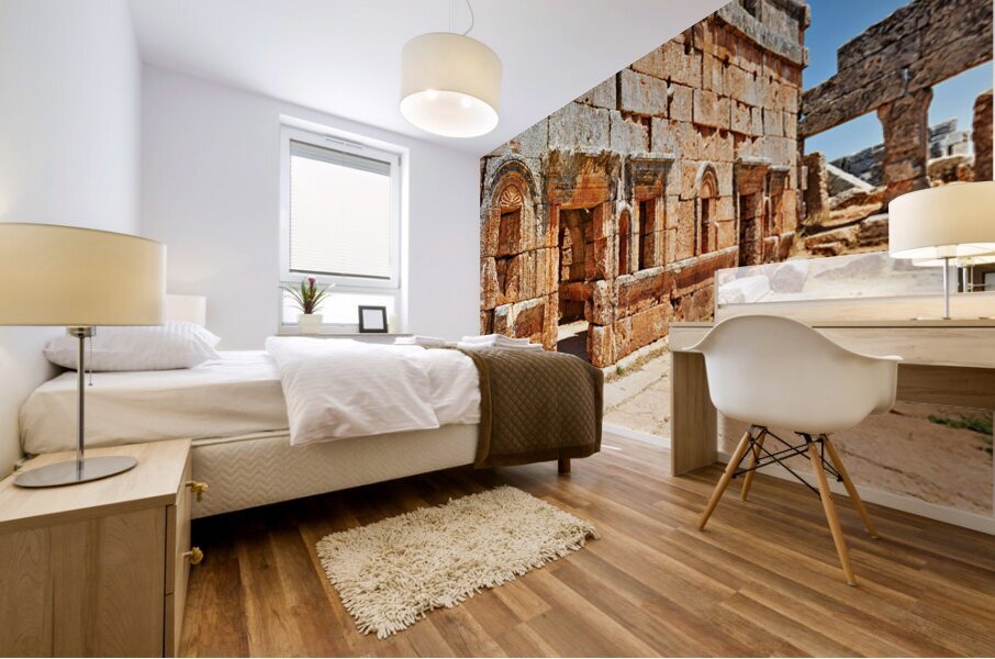 Exploring the ruins of Serjilla in northwestern Syria Mural print