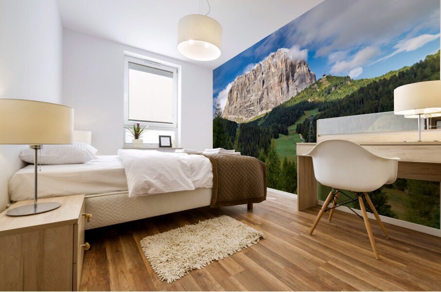 Sassolungo mountain in Val Gardena Italy during daytime Mural print