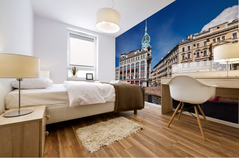 Historical buildings along Moyka River in Saint Petersburg Mural print