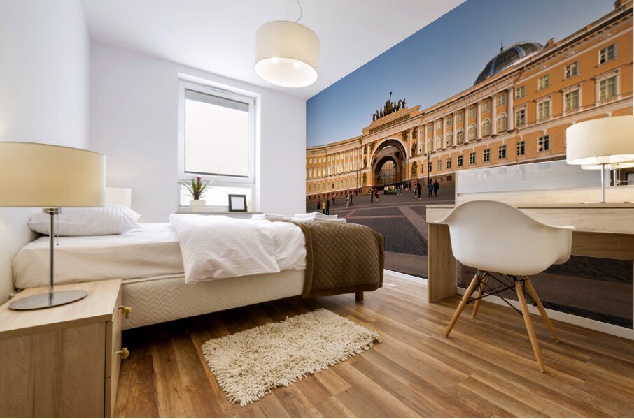 Visitors explore the General Staff Building in St. Petersburg Mural print