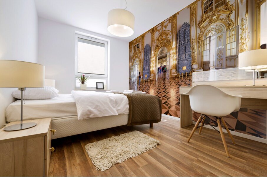 Visitors explore Catherine Palace in Saint Petersburg Russia Mural print