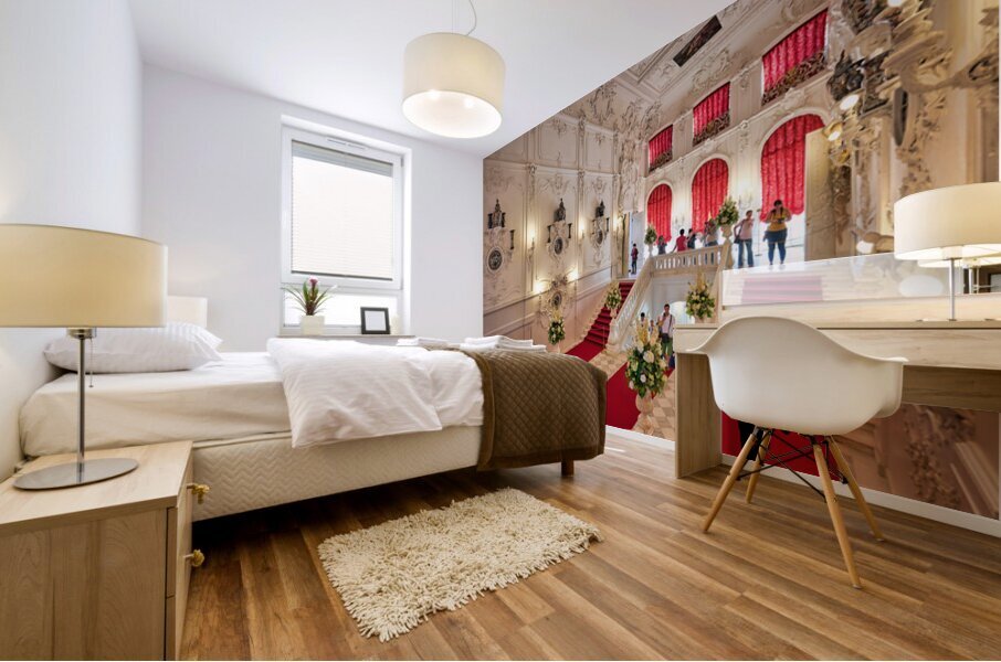 Visitors admire Catherine Palaces interior in St. Pete Mural print