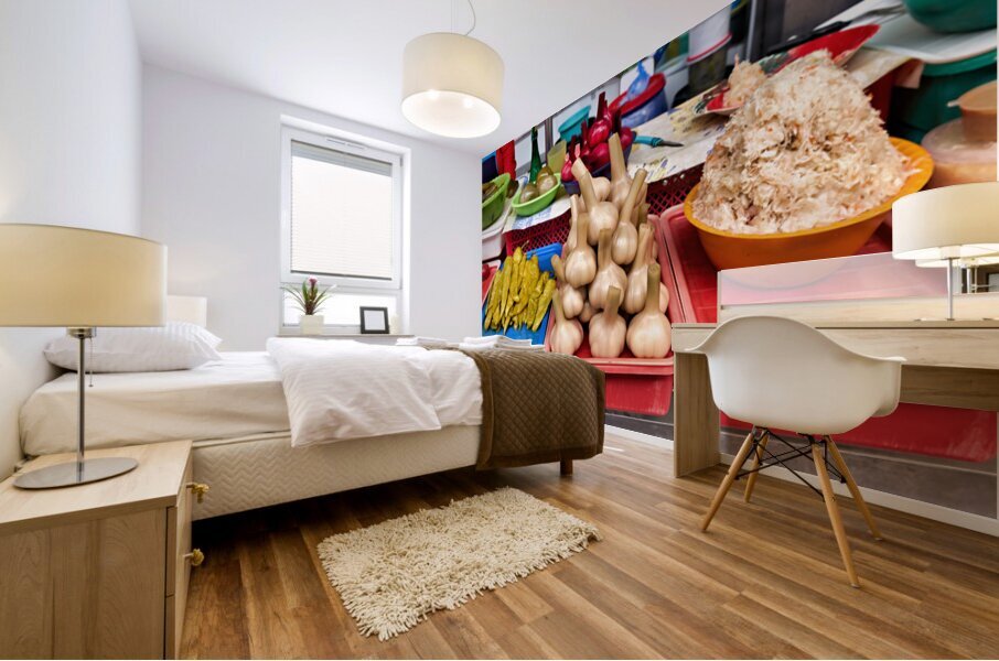 Fresh veggie stalls in Saint Petersburg Mural print