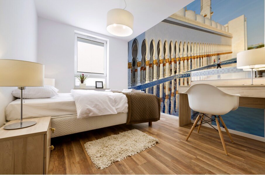 Visit to Sheikh Zayed Grand Mosque in Abu Dhabi at dawn Mural print