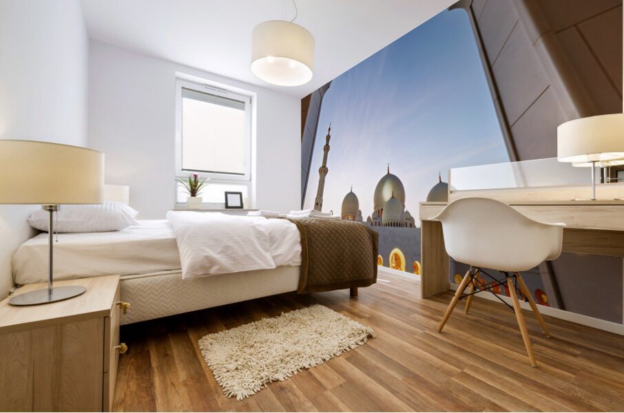 Visit to Sheikh Zayed Grand Mosque during evening light Mural print