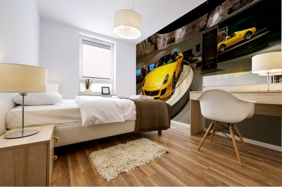 Ferrari showcase at Ferrari World amusement park in Abu Dhabi Mural print