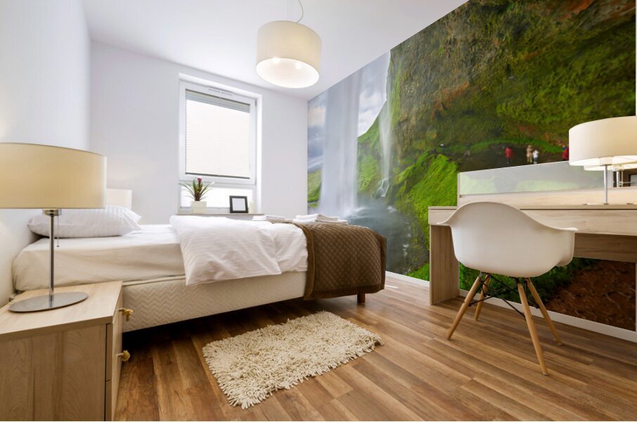 Seljalandsfoss waterfall view from behind in Iceland Mural print