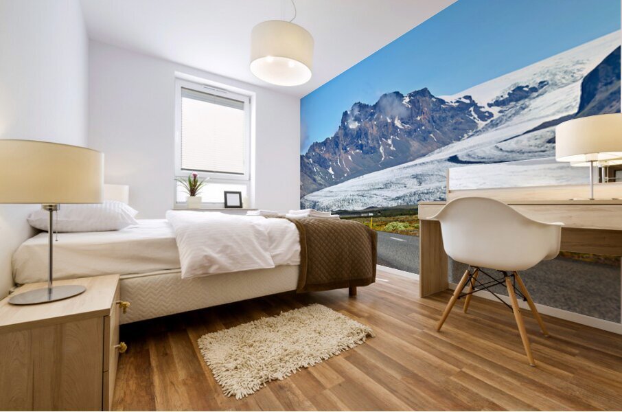 Glacier in Skaftafell Iceland with clear sky and road view Mural print