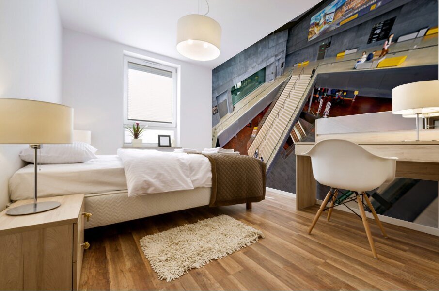 Harpa opera house interior featuring stairs and visitors Mural print