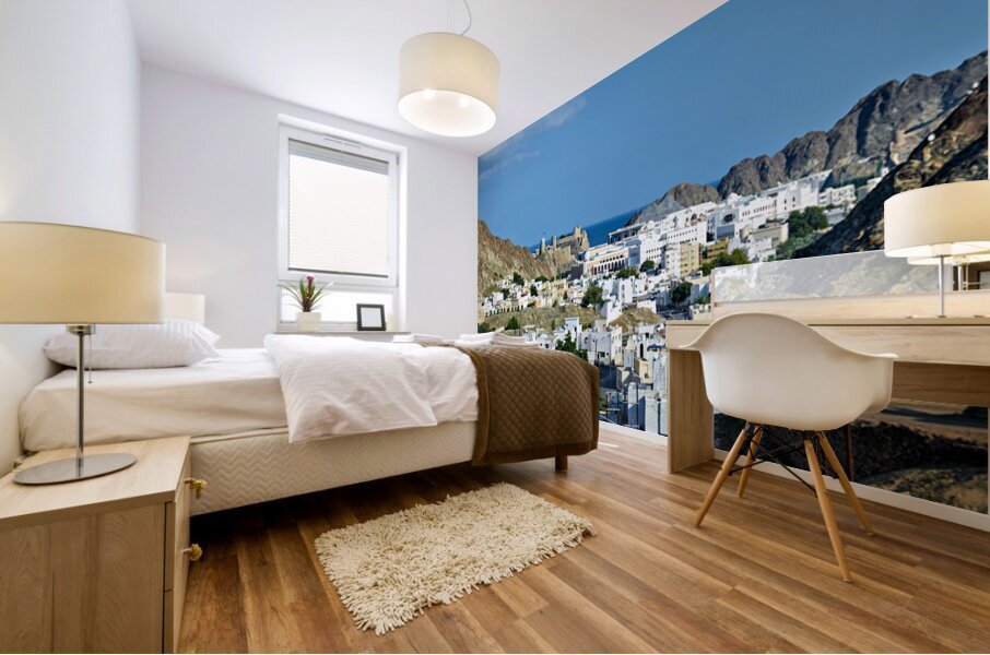 Cityscape of Muscat Oman with mountains and ocean view Mural print
