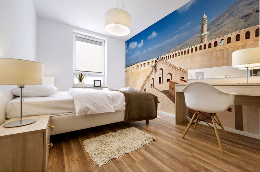 Visit to Nizwa Fort in Oman with visitors and open sky Mural print
