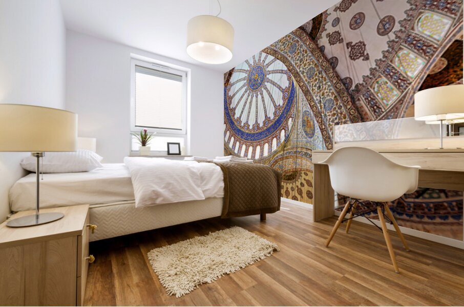 Beautiful view of the interior of the Blue Mosque in Istanbul Mural print