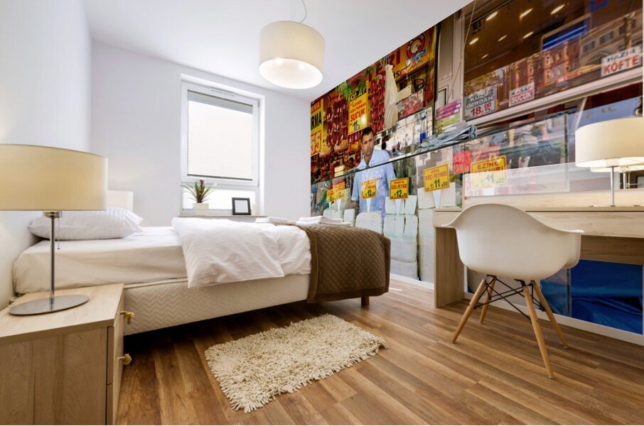 Cheese vendor at Grand Bazaar in Istanbul during busy hours Mural print