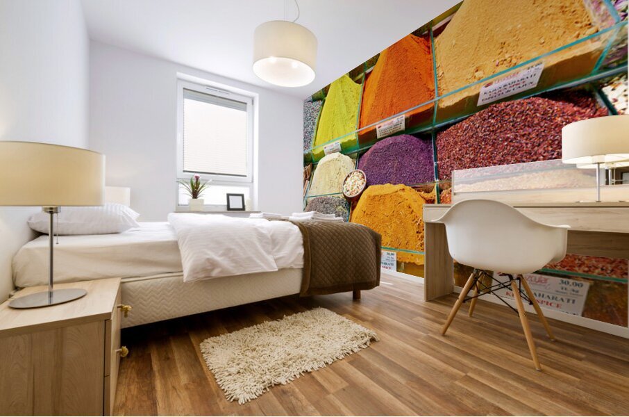 Exploring the Grand Bazaar with colorful spices in Istanbul Mural print