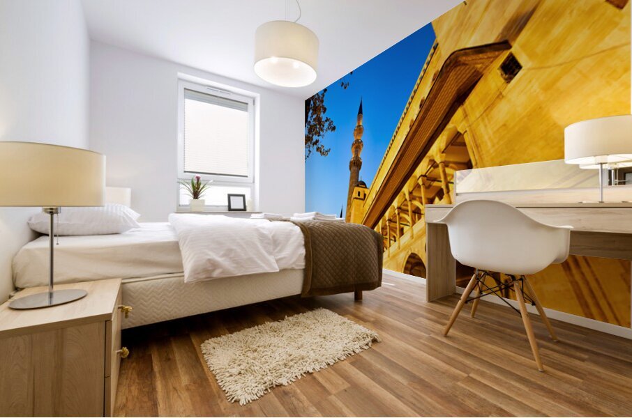 Suleymaniye Mosque at night in Istanbul Turkey Mural print