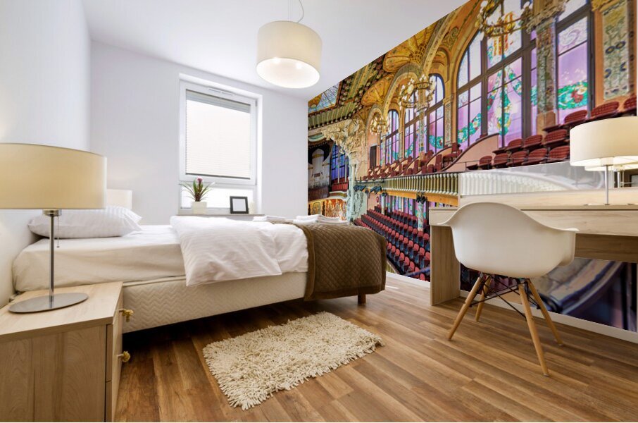 Concert hall view of Palau de la Musica Catalana in Barcelona Mural print