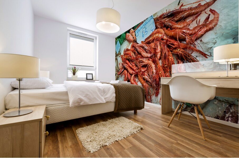 Fresh seafood display at Mercat de Sant Josep in Barcelona Impression murale