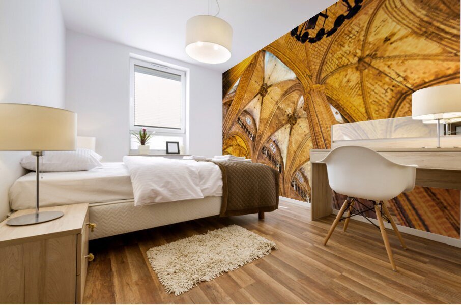 Catholic church architecture inside Barcelona Cathedral Mural print