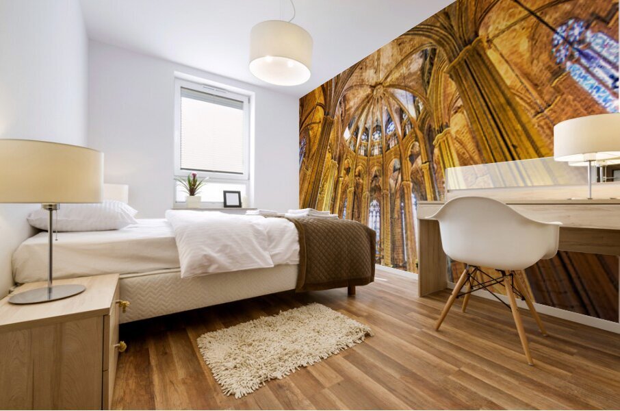 Iconic views of Barcelonas Holy Cross Cathedral Mural print