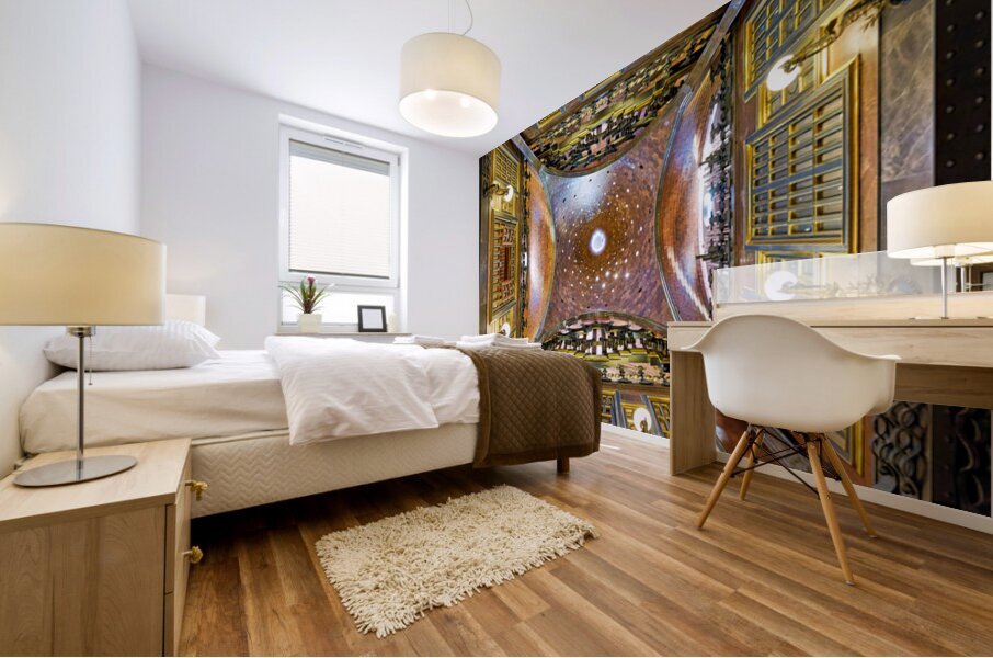 Exploring Gaudis Palau Guell ceiling in Barcelona Mural print