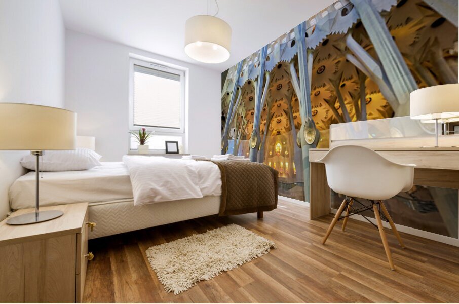 Explore the stunning interior of Basílica de la Sagrada Famíli Mural print