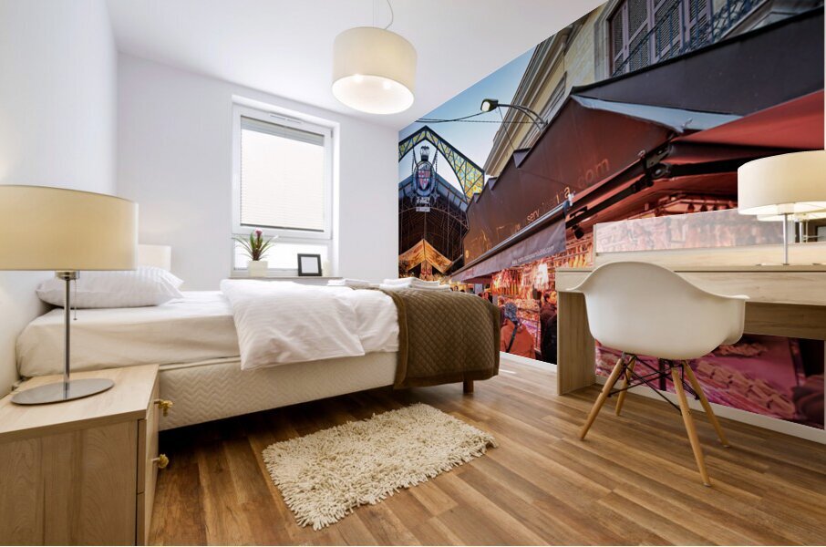 Crowds gather at Barcelonas La Boqueria market Mural print