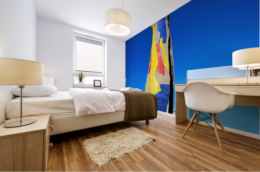 Sculpture of Woman and Bird in Barcelona park by Joan Miro Mural print