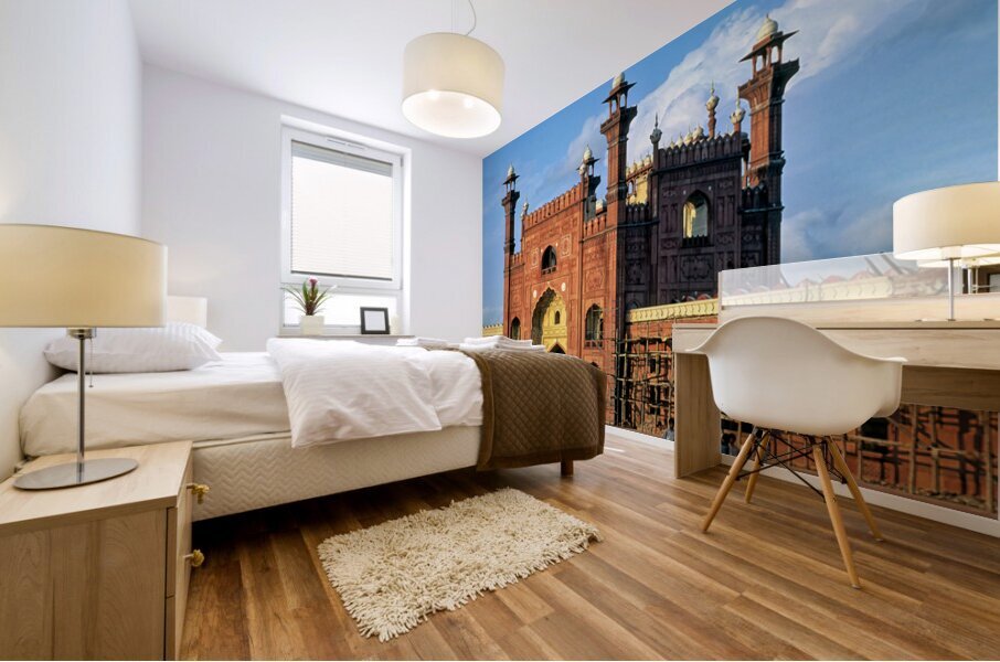 Badshahi mosque in Lahore showcases historical architecture Mural print