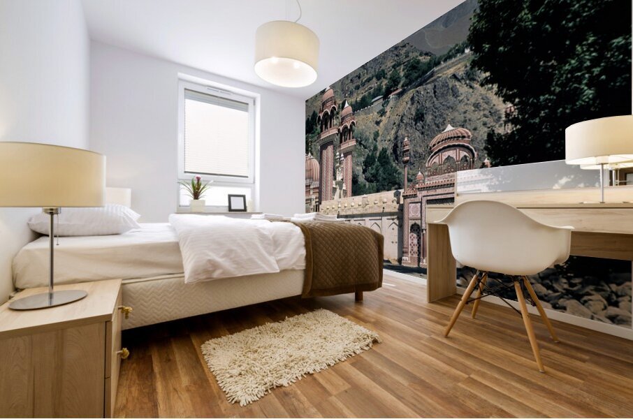 Beautiful architecture in Pakistans mountainous region Mural print