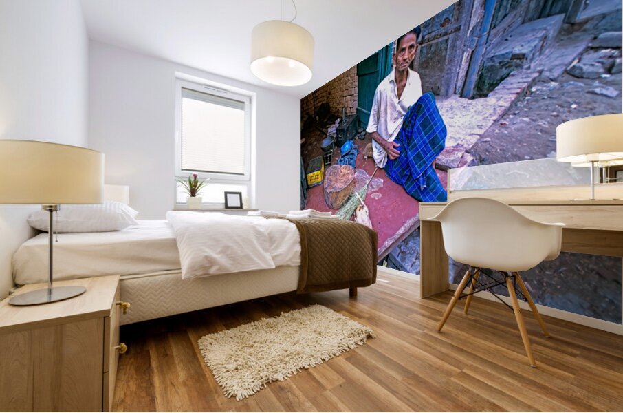 Street butcher working in Lahore during daytime hours Impression murale