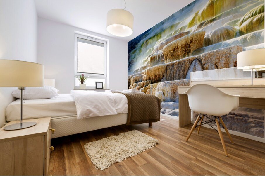Mound Spring and Jupiter Terrace show unique geothermal features Mural print