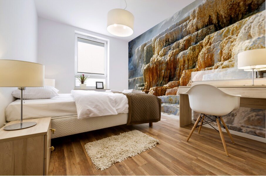 Mound Spring and Jupiter Terrace display geothermal features Mural print