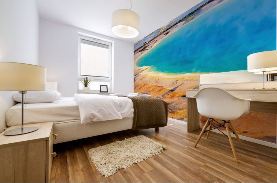 Explore grand prismatic spring in yellowstone national park Mural print