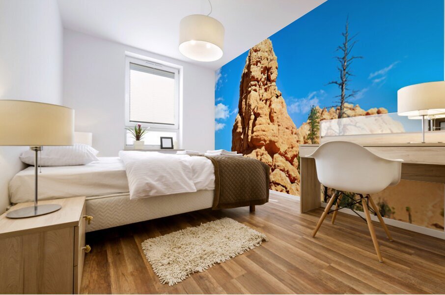 Rock formation towers over trees in Dixie National Forest Mural print