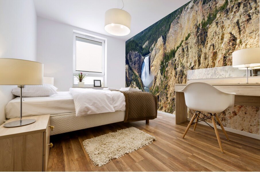 Grand Canyon of Yellowstone: waterfall and cliffs Mural print