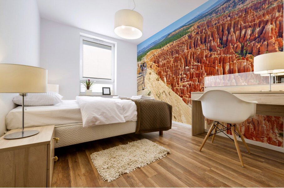 Visitors enjoy the view at Bryce Canyons Inspiration Point Mural print