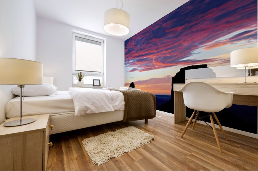 Sunset over Monument Valley near the Navajo Nation Mural print