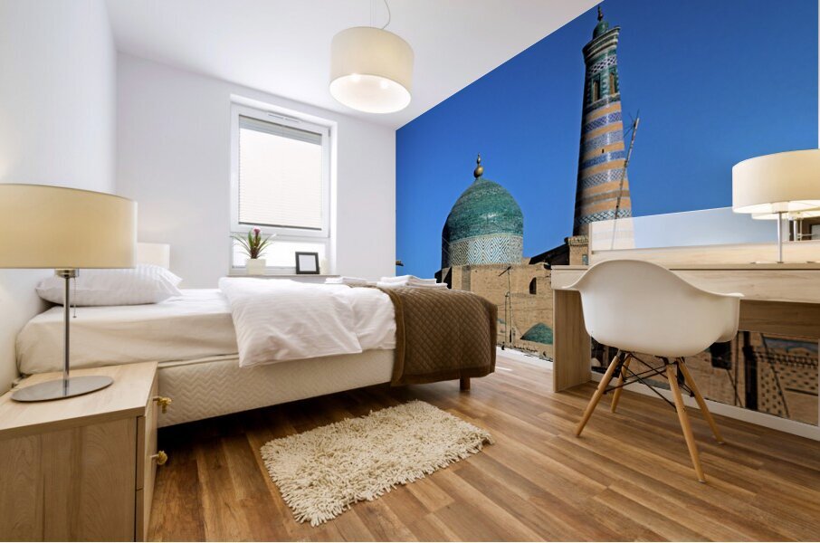 Khiva towers and domes show vibrant architecture in Uzbekistan Mural print