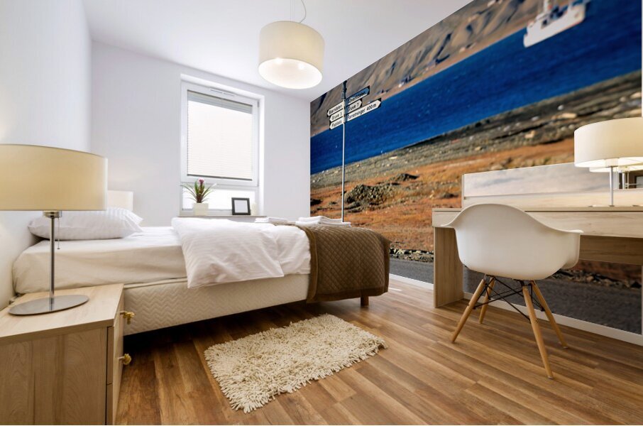 Directions guide visitors in Longyearbyen Svalbard Archipelago Impression murale