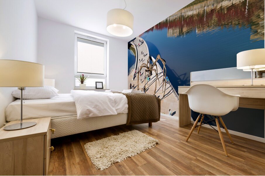 Maman sculpture by Louise Bourgeois near Nervion River in Bilbao Mural print