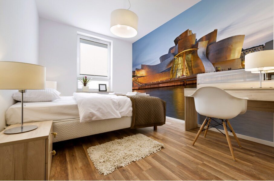 Guggenheim Museum shines at night in Bilbao Spain Impression murale