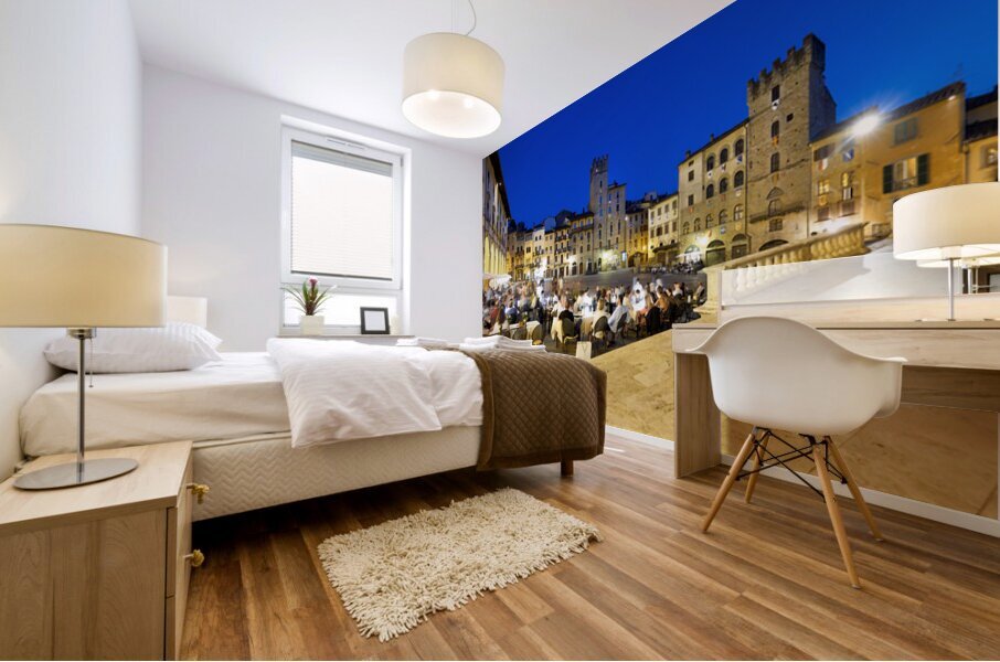 Piazza Grande at sunset offers dining and socializing in Arezzo Impression murale