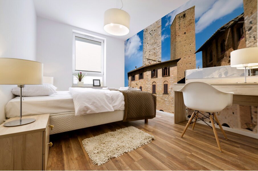 Visit to San Gimignano in Tuscany at Piazza del Duomo Mural print