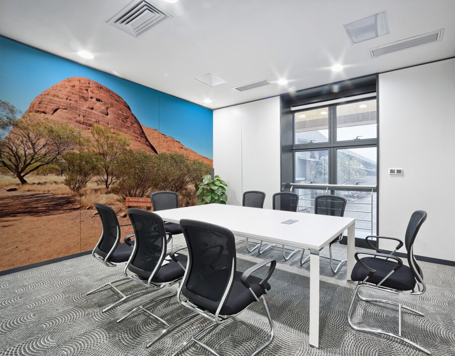 Sacred area sign in front of Kata Tjuta domes Australia. – Wall Mural 3