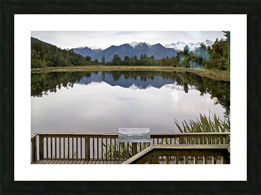 New Zealand. Lake Matheson. In the background Mount Tasman and Aoraki Mount Cook Picture Frame print